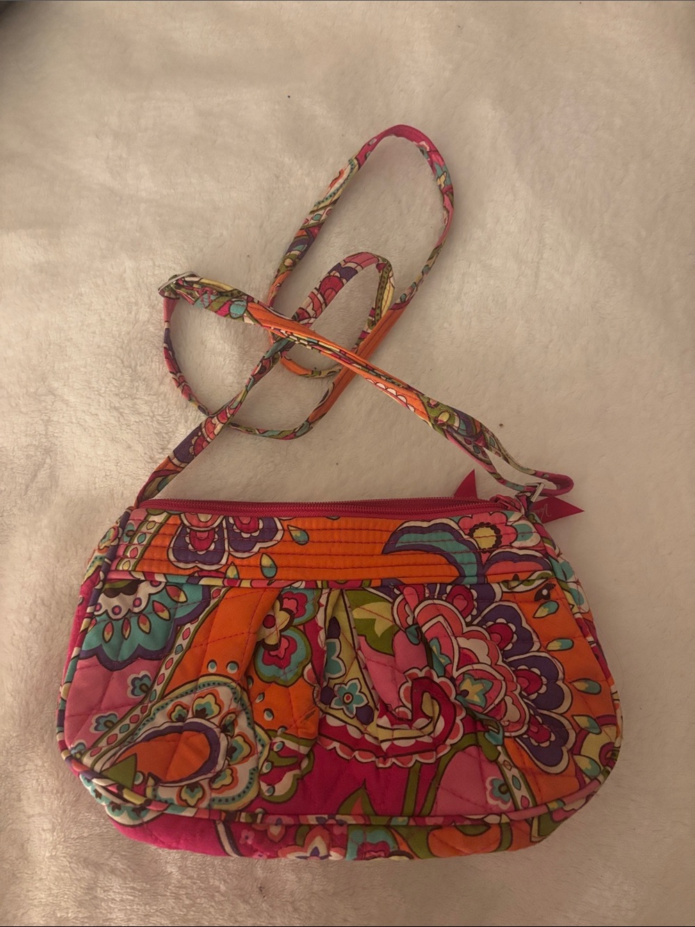 Vera Bradley Quilted Paisley Crossbody Bag in Pink & Orange
